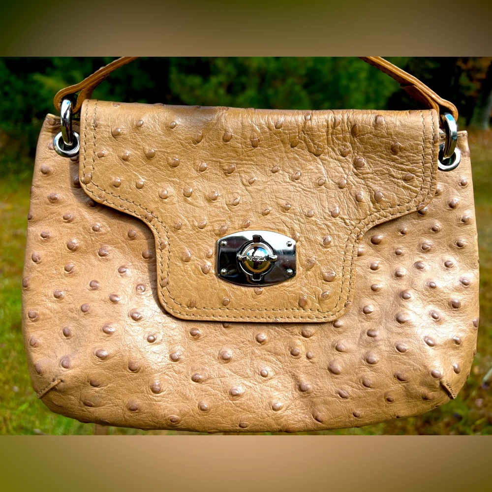 Vintage Furla Ostrich Crossbody Bag